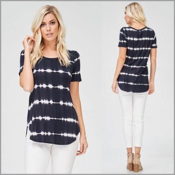 Tops - Black/White Dip Dye Top